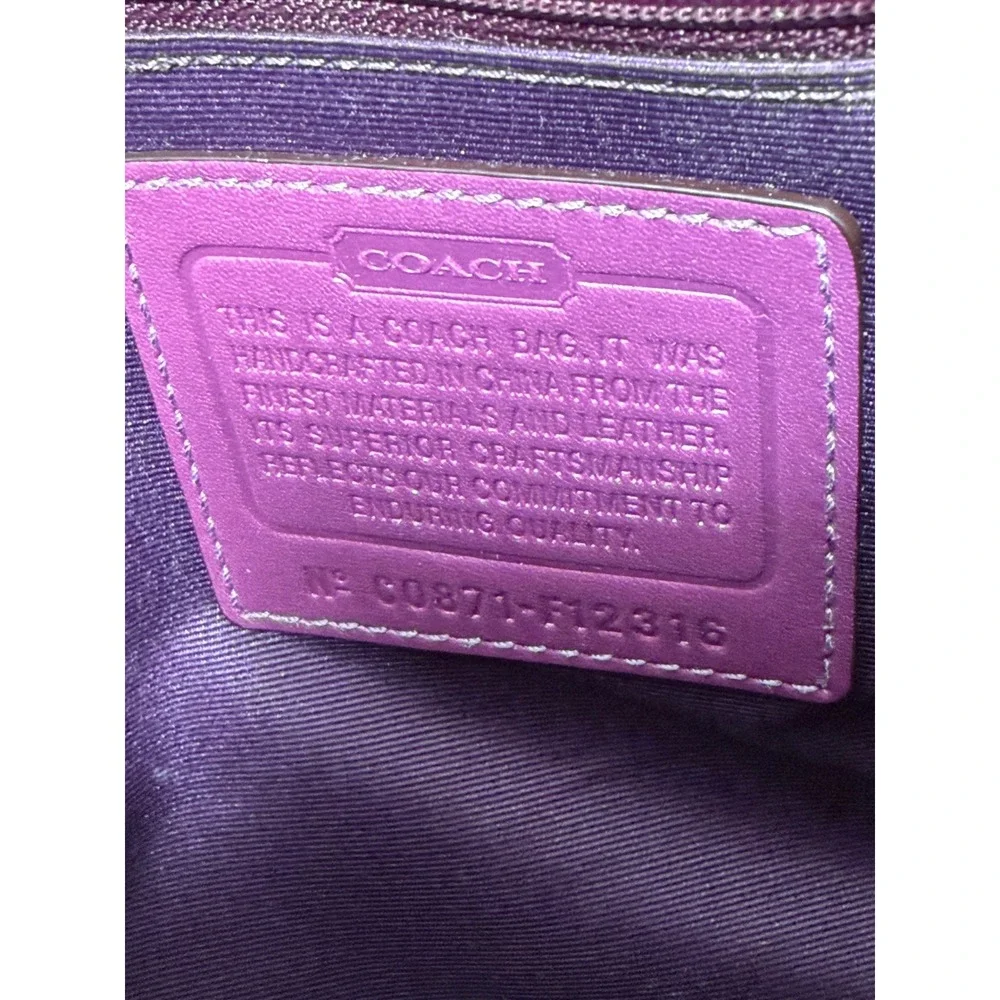 Coach Patchwork Soho Shoulder Bag Women Small Brown Purple Signature F12316